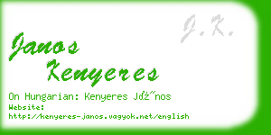 janos kenyeres business card